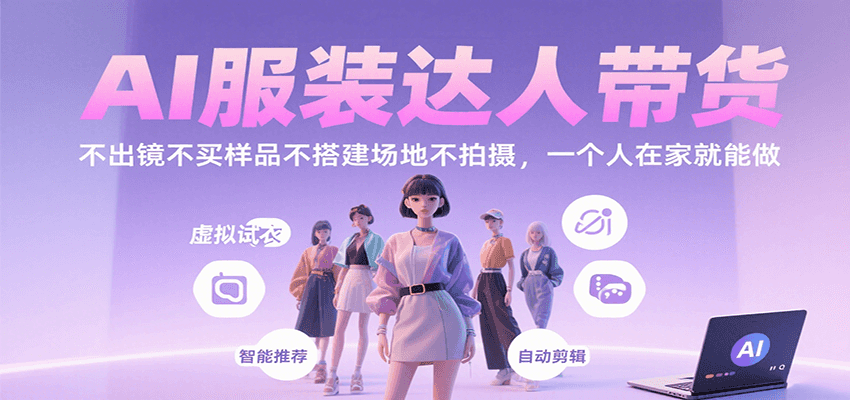 AI服装达人带货，不出镜不买样品不搭建场地不拍摄，一个人在家就能做-三石资源库
