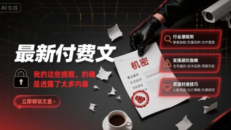 最新付费文：我的这些提醒，的确是透露了太多内幕-三石资源库