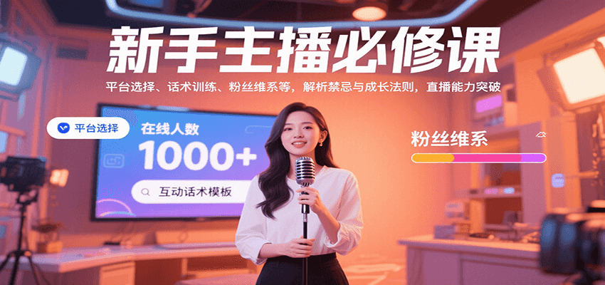 新手主播必修课：平台选择、话术训练、粉丝维系等，解析禁忌与成长法则，突破直播能力-三石资源库