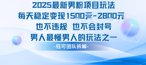 2025最新男粉项目玩法每天变现1k+也不违规也不会封号男人最懂男人的玩法-三石资源库