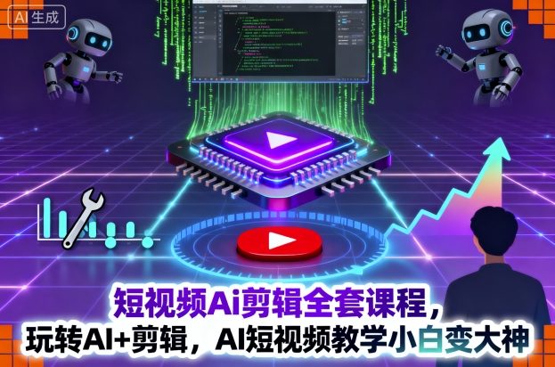 短视频Ai剪辑全套课程,玩转AI+剪辑,AI短视频教学小白变大神-三石资源库