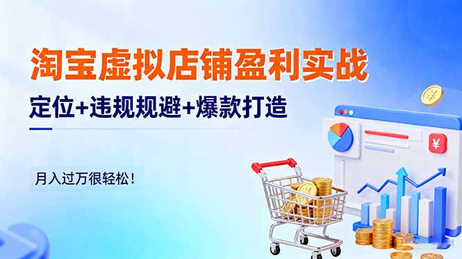 (16387期)淘宝虚拟店铺盈利实战:定位+违规规避+爆款打造,月入过万很轻松!-三石资源库