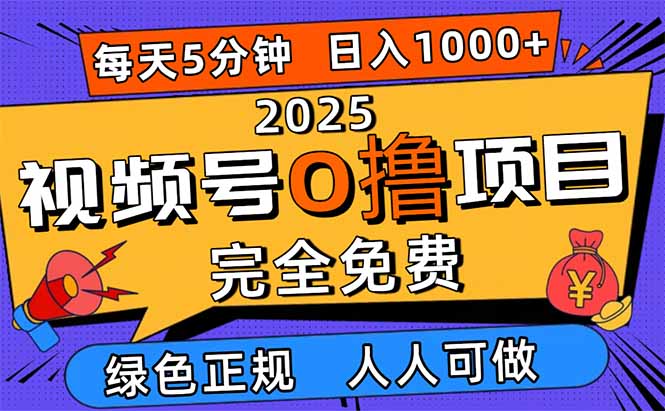 (16388期)2025视频号0撸项目,5分钟一个号,日入1000+,人人可做-三石资源库