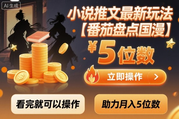 小说推文最新玩法，助力月入5位数【番茄盘点国漫】玩法，看完就可以操作-三石资源库