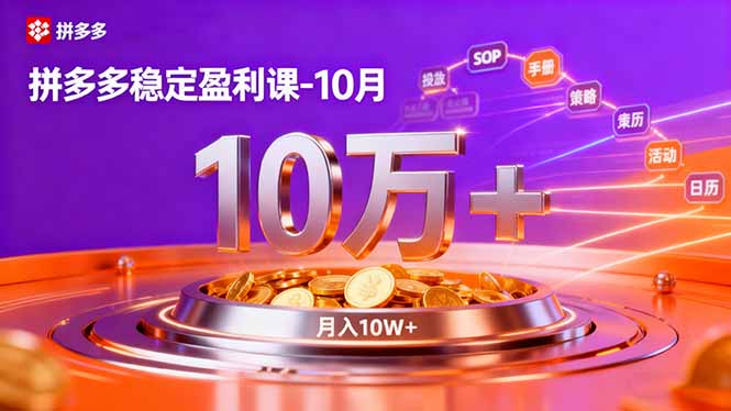 (16413期)拼多多稳定盈利课-10月,强付费SOP+微付费高投产+活动矩阵,单店月入10万+-三石资源库