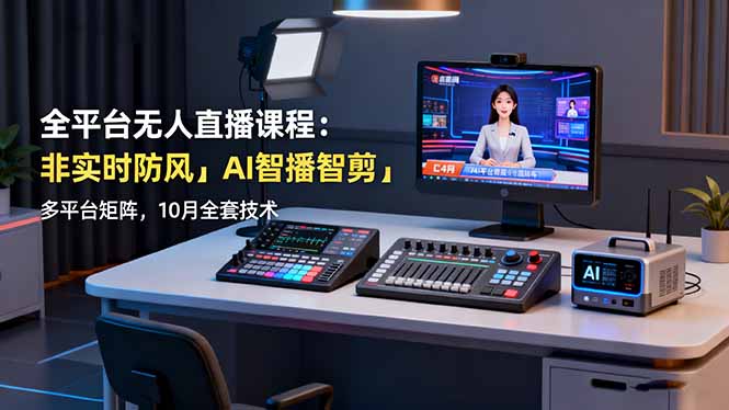 (16414期)全平台无人直播课程:非实时防风+AI智播智剪+多平台矩阵,10月全套技术-三石资源库