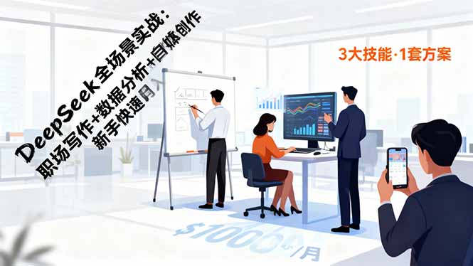 (16418期)DeepSeek全场景实战:职场写作+数据分析+自媒体创作,新手快速月入过万-三石资源库