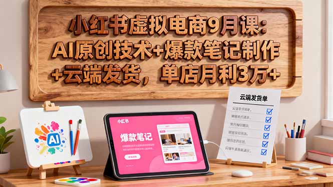（16287期）小红书虚拟电商9月课：AI原创技术+爆款笔记制作+云端发货，单店月利3万+-三石资源库