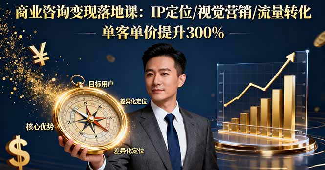 （16249期）商业咨询变现落地课：IP定位/视觉营销/流量转化，单客单价提升300%-三石资源库