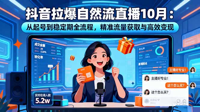 （16339期）抖音拉爆自然流直播10月：从起号到稳定期全流程，精准流量获取与高效变现-三石资源库