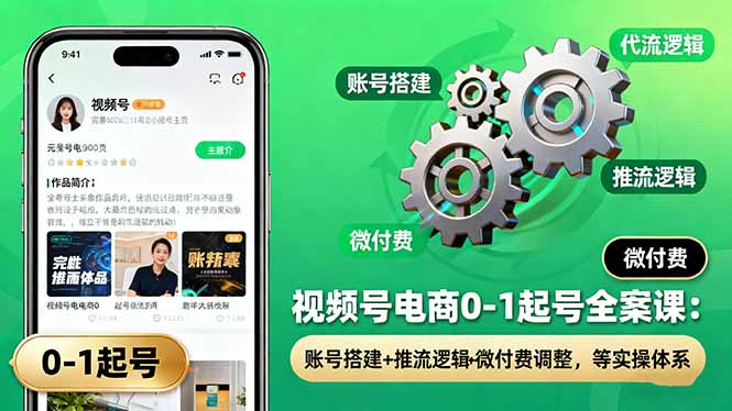 (16262期)视频号电商0-1起号全案课:账号搭建+推流逻辑+微付费调整,等实操体系-三石资源库