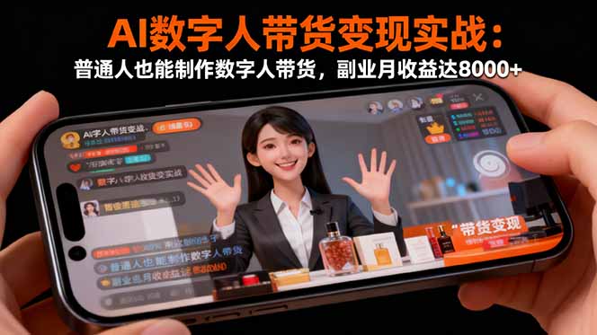 (16377期)AI数字人带货变现实战:普通人也能制作数字人带货,副业月收益达8000+-三石资源库