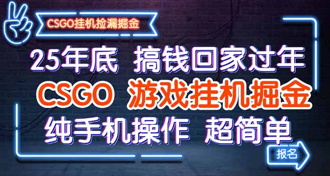 （16343期）25年底搞钱回家过年，CSGO游戏挂机掘金，纯手机操作超简单-三石资源库