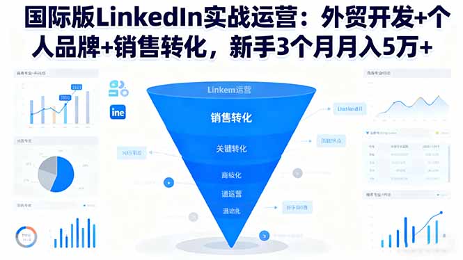(16397期)国际版LinkedIn实战运营:外贸开发+个人品牌+销售转化,新手3个月月入5万+-三石资源库