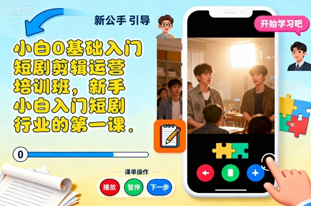 小白0基础入门短剧剪辑运营培训班,新手小白入门短剧行业的第一课-三石资源库