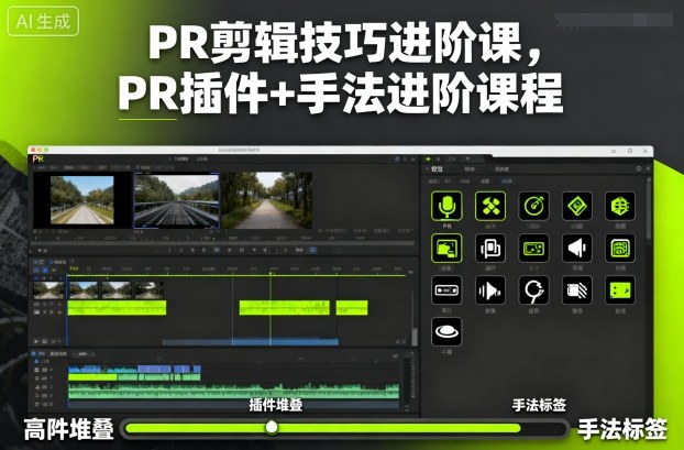 PR剪辑技巧进阶课,PR插件+手法进阶课程-三石资源库