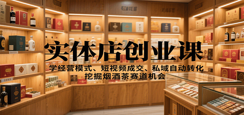 实体店创业课:学经营模式、短视频成交、私域自动转化,挖掘烟酒茶赛道机会-三石资源库