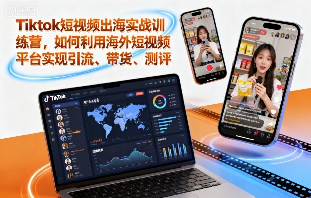 Tiktok短视频出海实战训练营,如何利用海外短视频平台实现引流、带货、测评-三石资源库