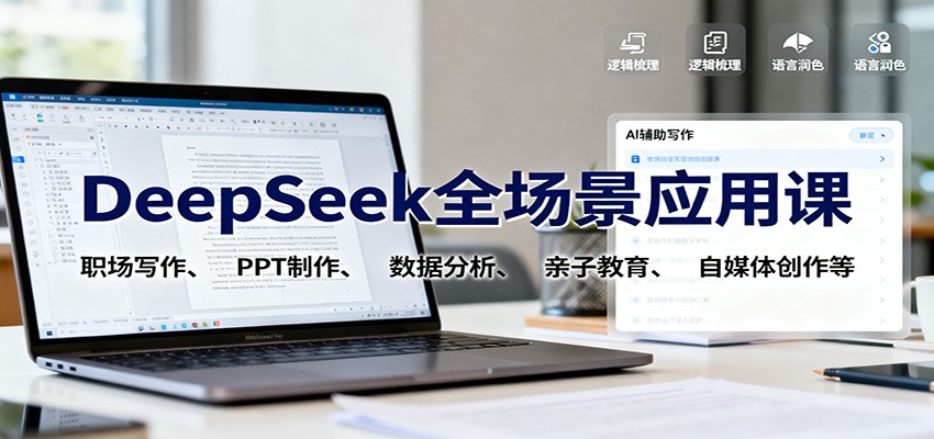 DeepSeek全场景应用课：职场写作、 PPT制作、数据分析、亲子教育、自媒体创作等-三石资源库