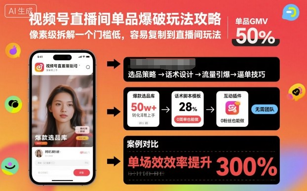 视频号直播间单品爆破玩法攻略，像素级拆解一个门槛低，容易复制到直播间玩法-三石资源库