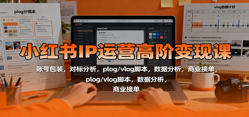 小红书IP运营高阶变现课：账号包装，对标分析，plog/vlog脚本，数据分析，商业接单-三石资源库