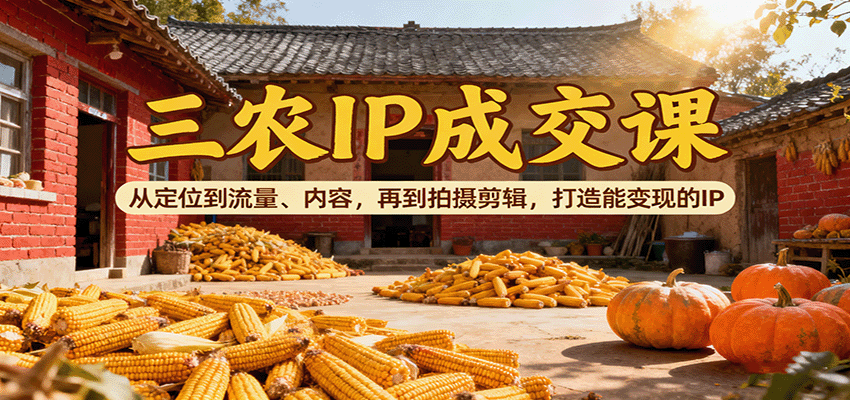 三农IP成交课：从定位到流量、内容，再到拍摄剪辑，打造能变现的IP-三石资源库