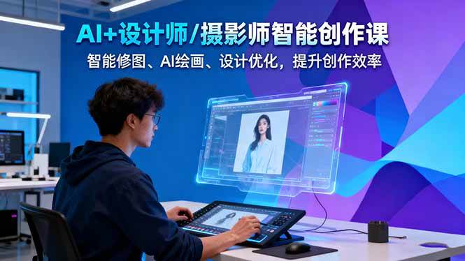 AI+设计师/摄影师智能创作课：智能修图、AI绘画、设计优化，提升创作效率-三石资源库