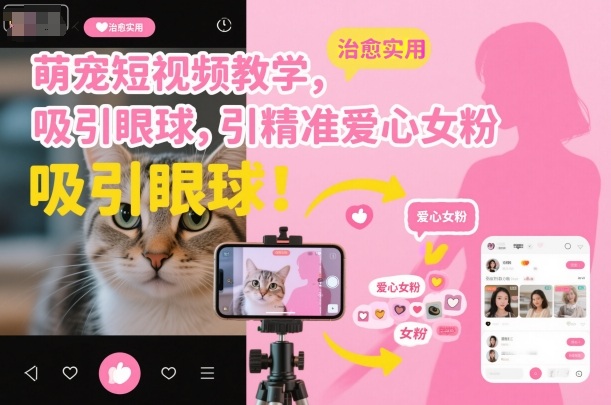 萌宠短视频教学,吸引眼球,引精准爱心女粉-三石资源库