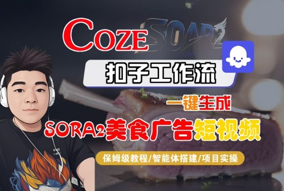 Coze扣子智能体工作流一键生成“SORA2美食广告“短视频,全流程保姆级教学-三石资源库