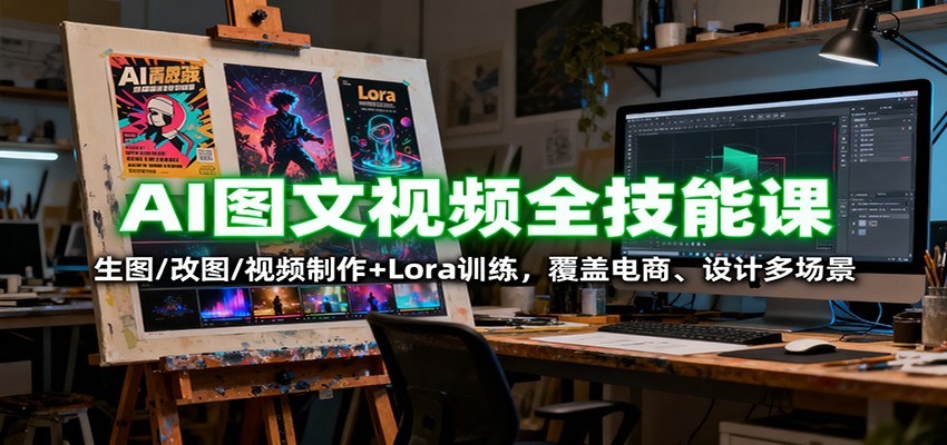 AI图文视频全技能课:生图/改图/视频制作+Lora训练,覆盖电商 、设计多场景-三石资源库