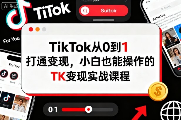 TikTok从0到1打通变现,小白也能操作的TK变现实战课程-三石资源库