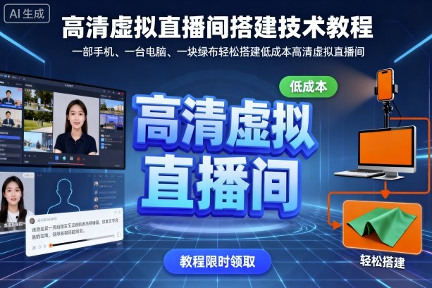 高清虚拟直播间搭建技术教程,一部手机、一台电脑、一块绿布轻松搭建低成本高清虚拟直播间-三石资源库