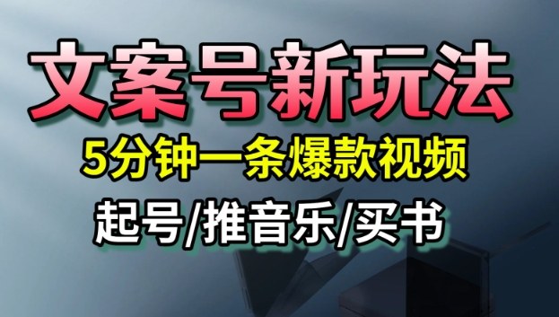 文案号新玩法,5分钟一条爆款视频,流量高,起号快,多方位变现-三石资源库