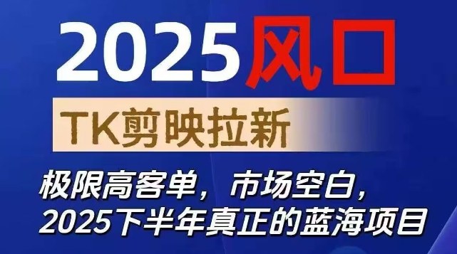 2025风口TK剪映capcut拉新项目,极限高客单,市场空白,2025下半年真正的蓝海项目-三石资源库
