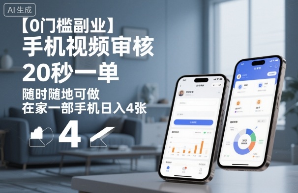 【0门槛副业】手机视频审核,20秒一单,随时随地可做,在家一部手机日入4张【揭秘】-三石资源库