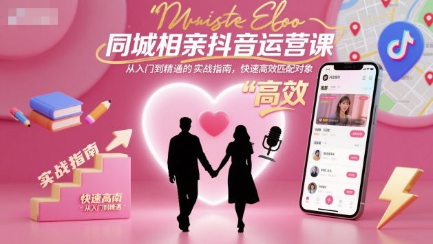 同城相亲抖音运营课,从入门到精通的实战指南,快速高效匹配对象-三石资源库