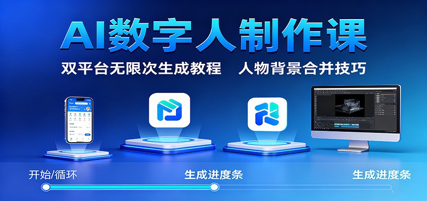AI数字人制作课：双平台无限次生成教程，人物背景合并技巧-三石资源库