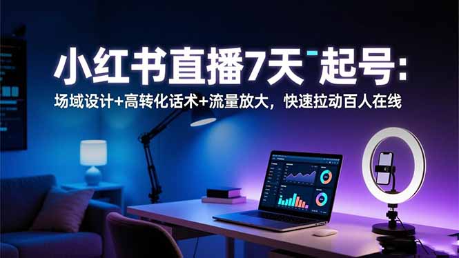 （16537期）小红书直播7天起号：场域设计+高转化话术+流量放大，快速拉动百人在线-三石资源库