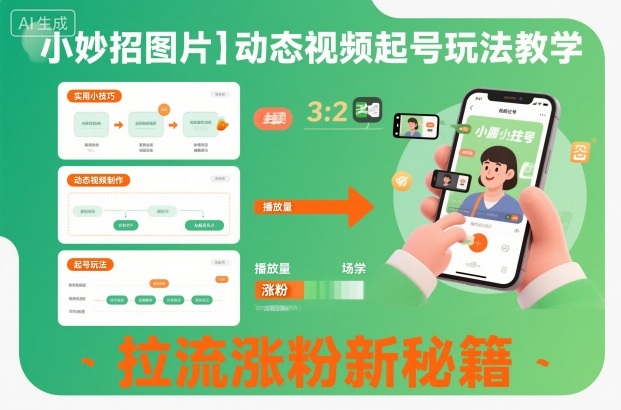 小妙招图片＋动态视频起号玩法教学，拉流涨粉新秘籍-三石资源库