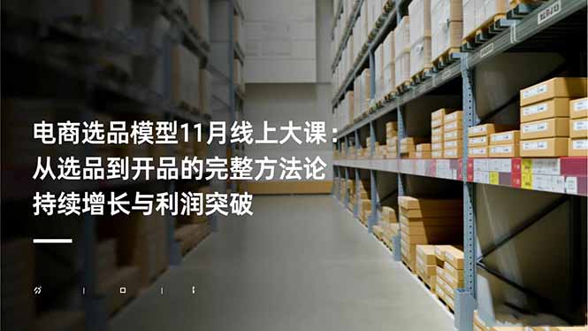 （16580期）电商选品模型11月线上大课：从选品到开品的完整方法论 持续增长与利润突破-三石资源库