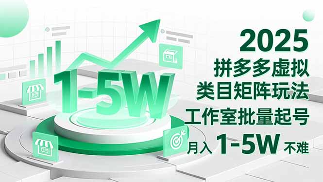 （16548期）2025 拼多多虚拟类目矩阵玩法，工作室批量起号，月入 1-5W 不难-三石资源库