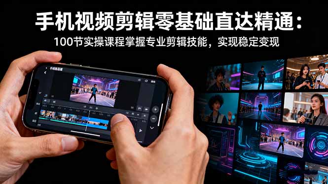 （16466期）手机视频剪辑零基础直达精通：100节实操课程掌握专业剪辑技能，实现稳...-三石资源库