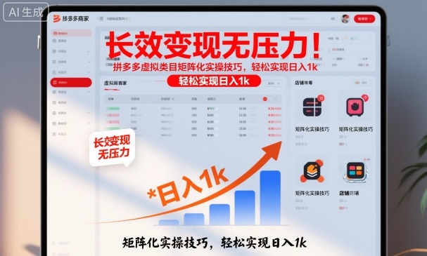 长效变现无压力！拼多多虚拟类目矩阵化实操技巧，轻松实现日入1k【揭秘】-三石资源库