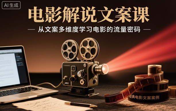 电影解说文案课，从文案多维度学习电影的流量密码-三石资源库