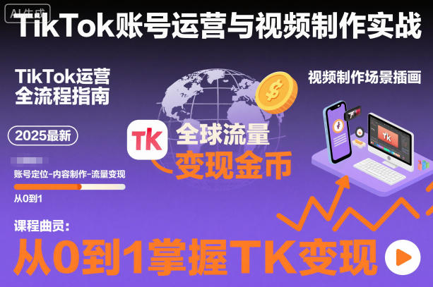 2025最新TikTok账号运营与视频制作实战全流程,从0到1掌握TK变现(含11月最新TK搬运技术)-三石资源库