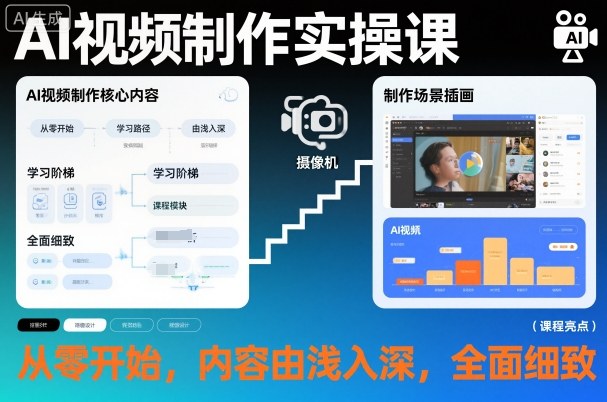 AI视频制作实操课,从零开始,内容由浅入深,全面细致-三石资源库
