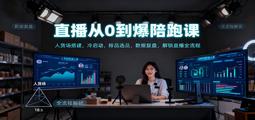 直播从0到爆陪跑课：人货场搭建，冷启动，排品选品，数据复盘，解锁直播全流程-三石资源库