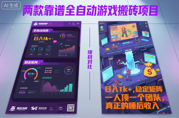 两款靠谱全自动游戏搬砖项目，日入1k+，稳定可矩阵，一人顶一个团队，真正的睡后收入【揭秘】-三石资源库
