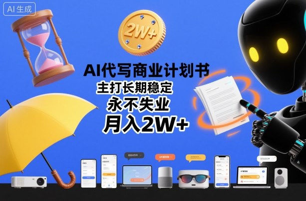 AI代写商业计划书，主打长期稳定，永不失业，月入2W+-三石资源库