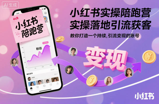 小红书实操陪跑营，实操落地引流获客，教你打造一个持续引流变现的账号-三石资源库